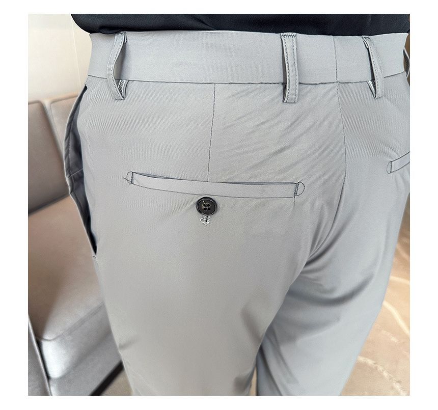 Lefitt - Effen cropped taps toelopende pantalon