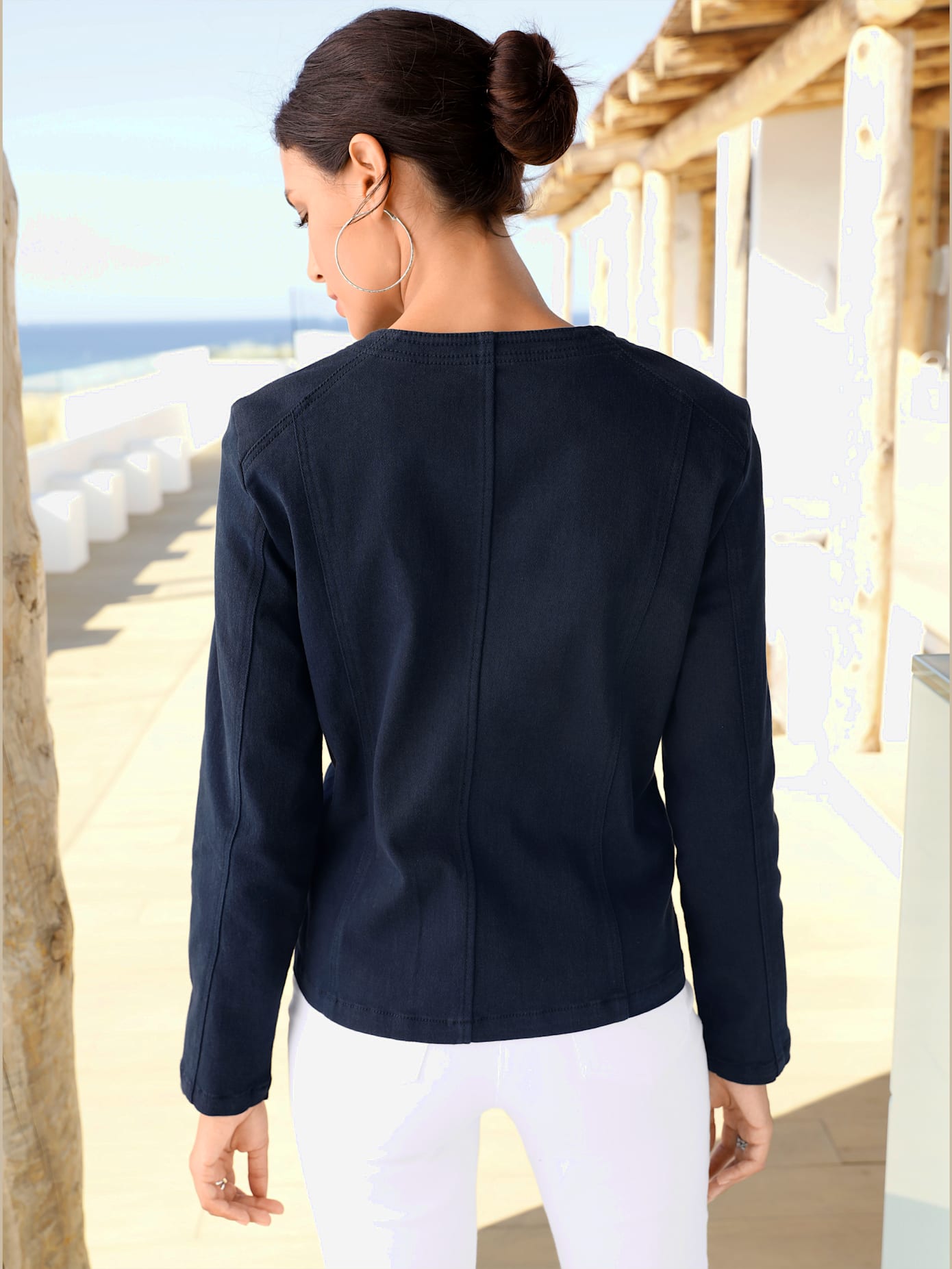Blazer aspect jean 2 glissières fantaisie poches