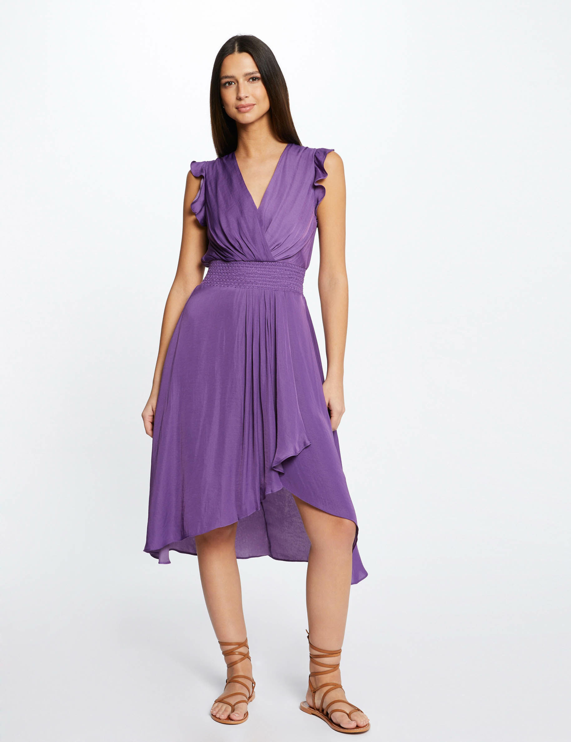 Robe droite fluide sans manches violet fonce femme - violet_fonce