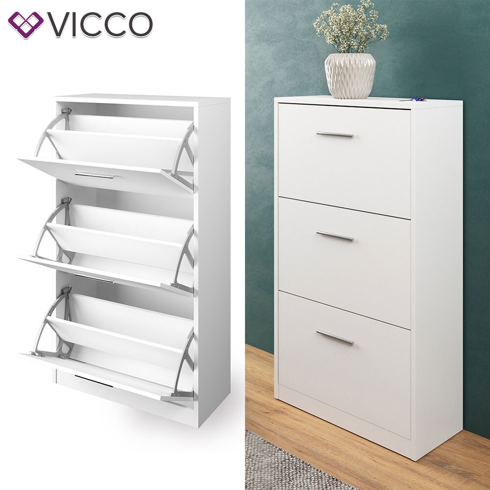 Vicco Schuhschrank Gizmo Schuhkipper Schuhregal Regal 3 Fächer Weiß