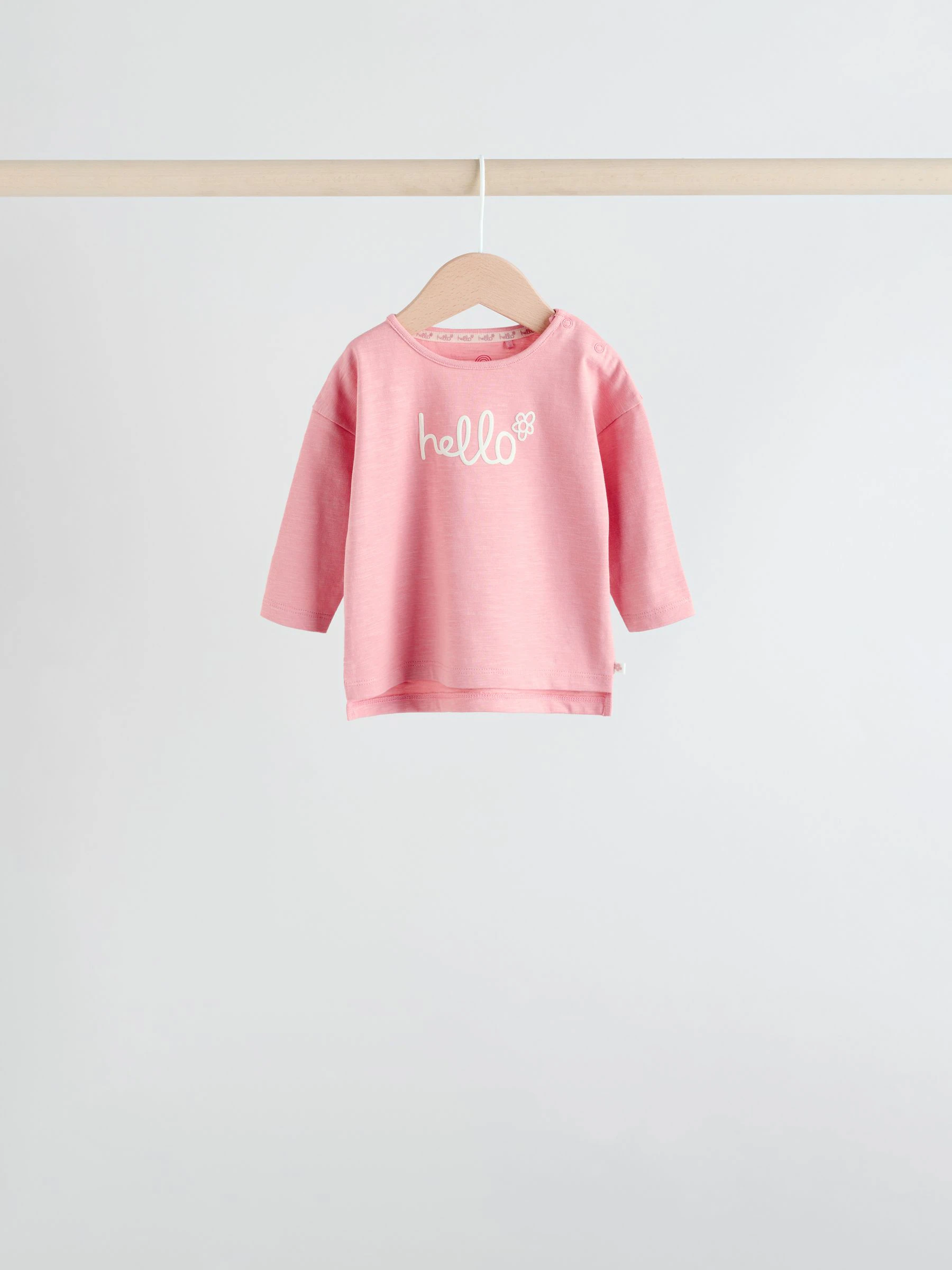 Roze Strepen/Slogan - Verpakking van 4 Baby Tops met Lange mouwen (0mnd -2jr)