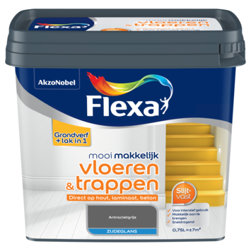 Flexa Mooi Makkelijk vloeren & trappen zijdeglans antraciet 750 ml