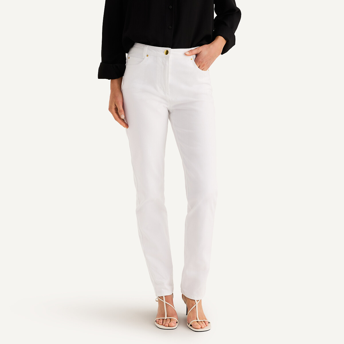 ANNE WEYBURN<br>Broek direito de 5 bolsos, em katoen elástico