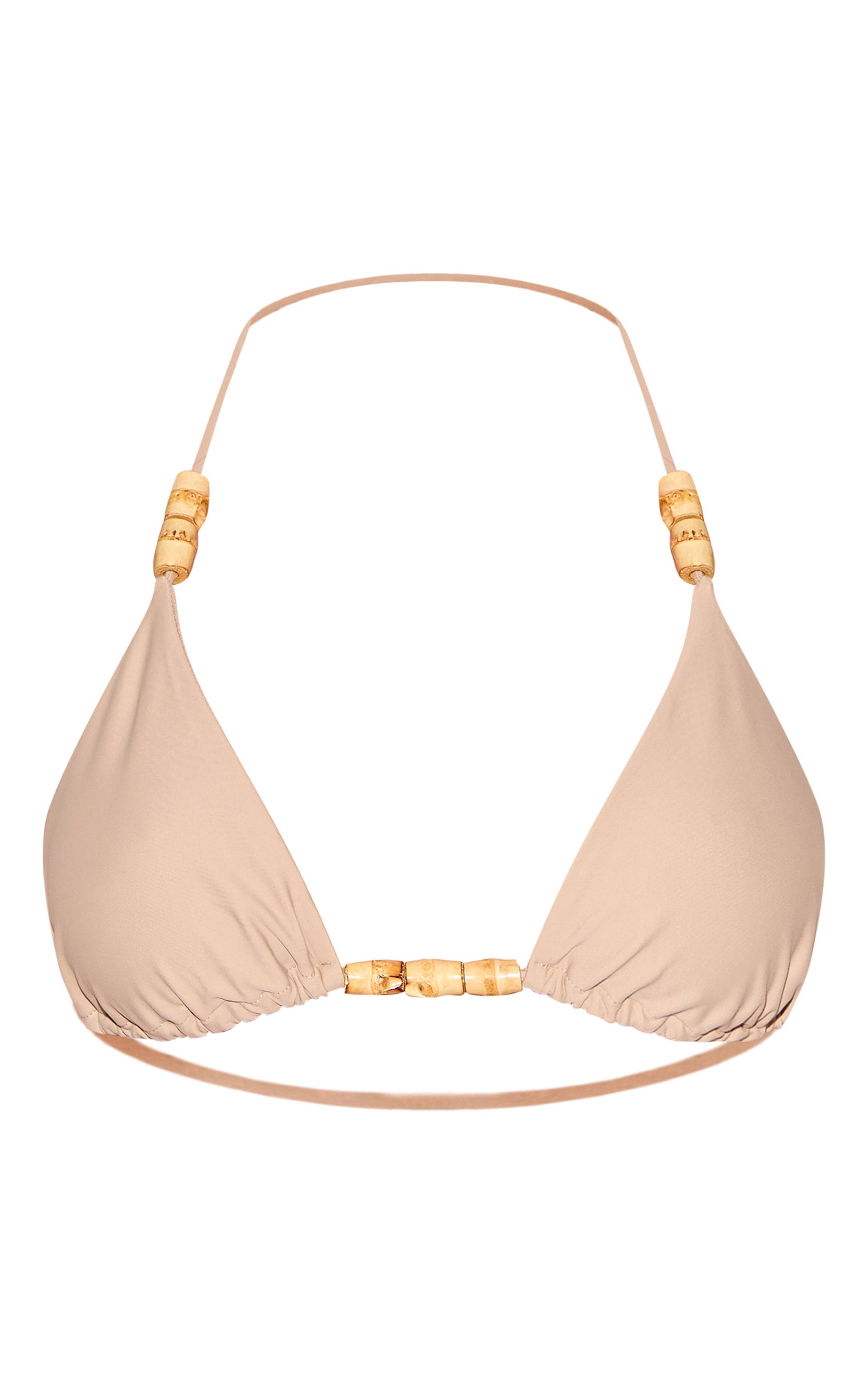 Sable Haut De Bikini Triangle À Perles En Bois