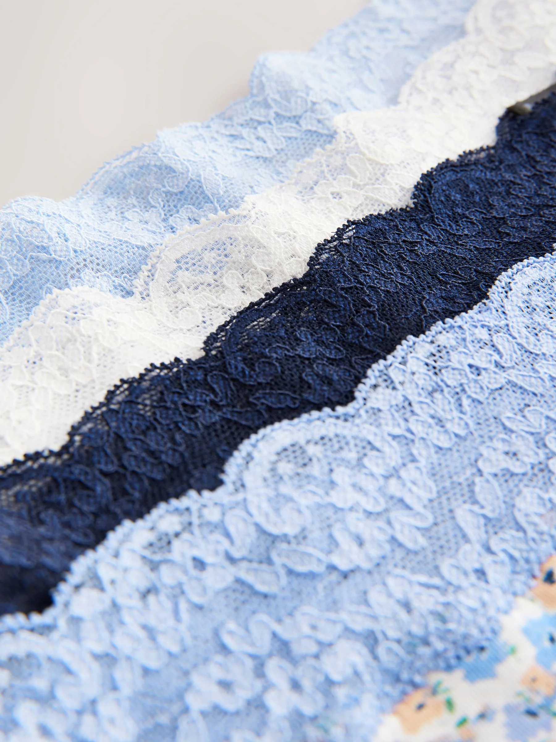 Blauw gebloemd - Katoenen kanten slipjes 4 stuks