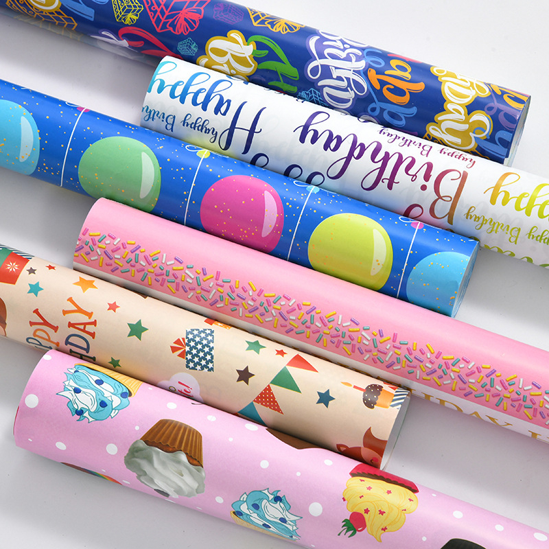 (6er Set) 70x50cm Geburtstags Geschenkpapier Deko Geschenk Verpackung - Happy Birthday