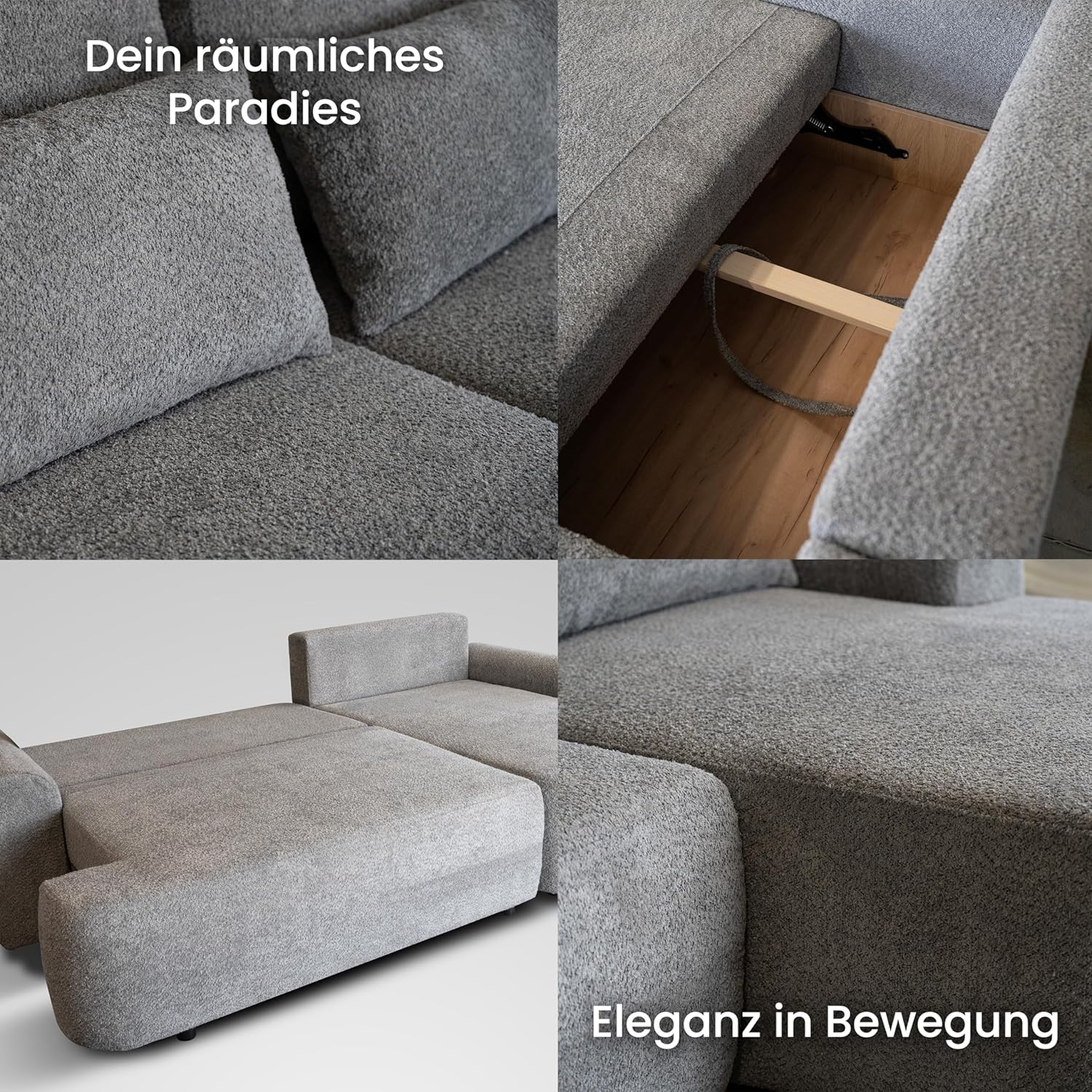 Robin Inspire Ecksofa Mit Schlaffunktion Bettkasten L Form Sofa Eckcouch Schlafcouch Freistehend Rechts Aldo Beige 266 x 160 x 87 cm