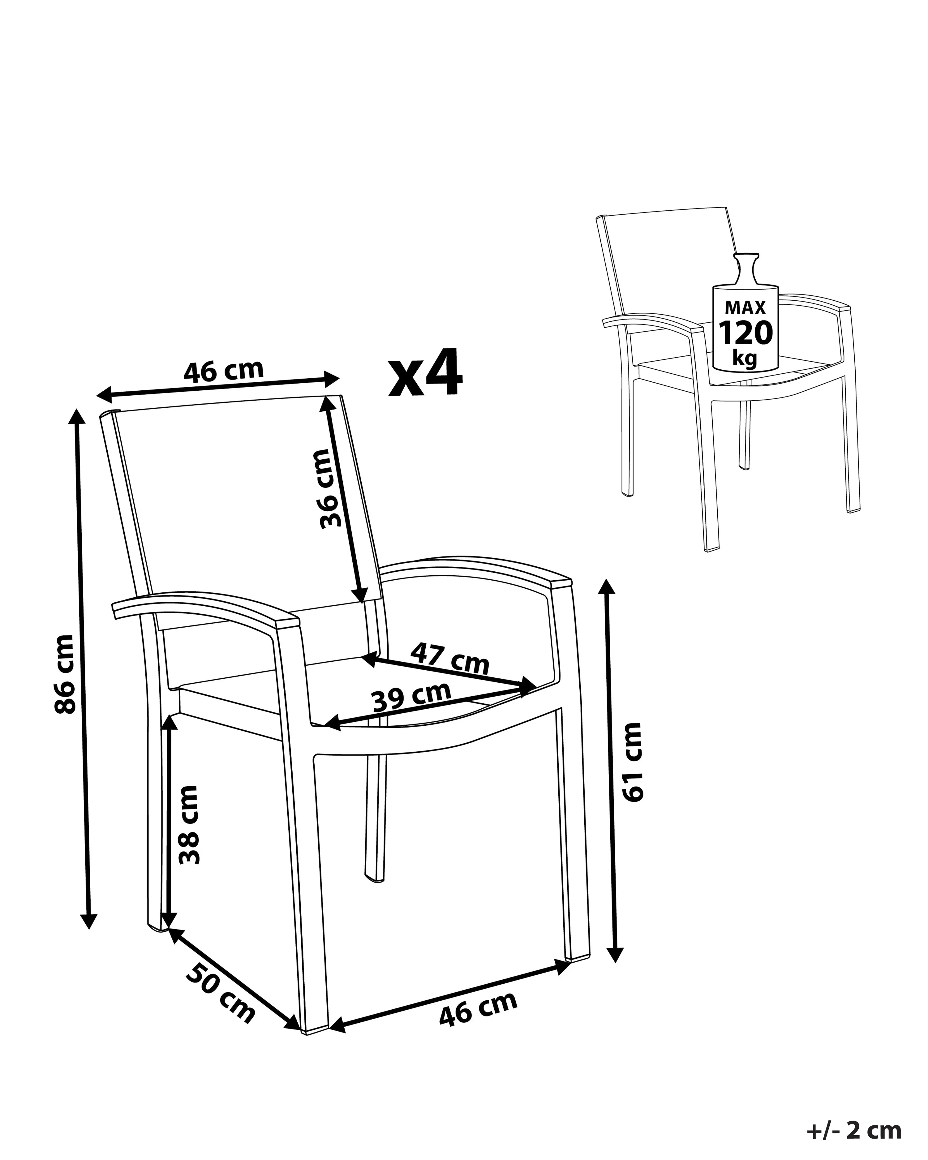 Set van 4 tuinstoelen PERETA Metaal Grijs