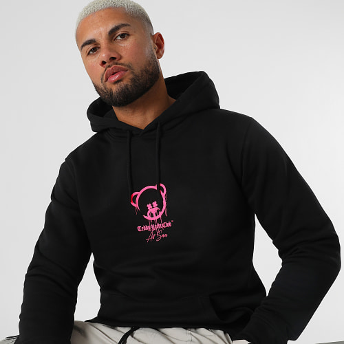 Sweat Capuche Art Series Marker Noir Rose Fluo