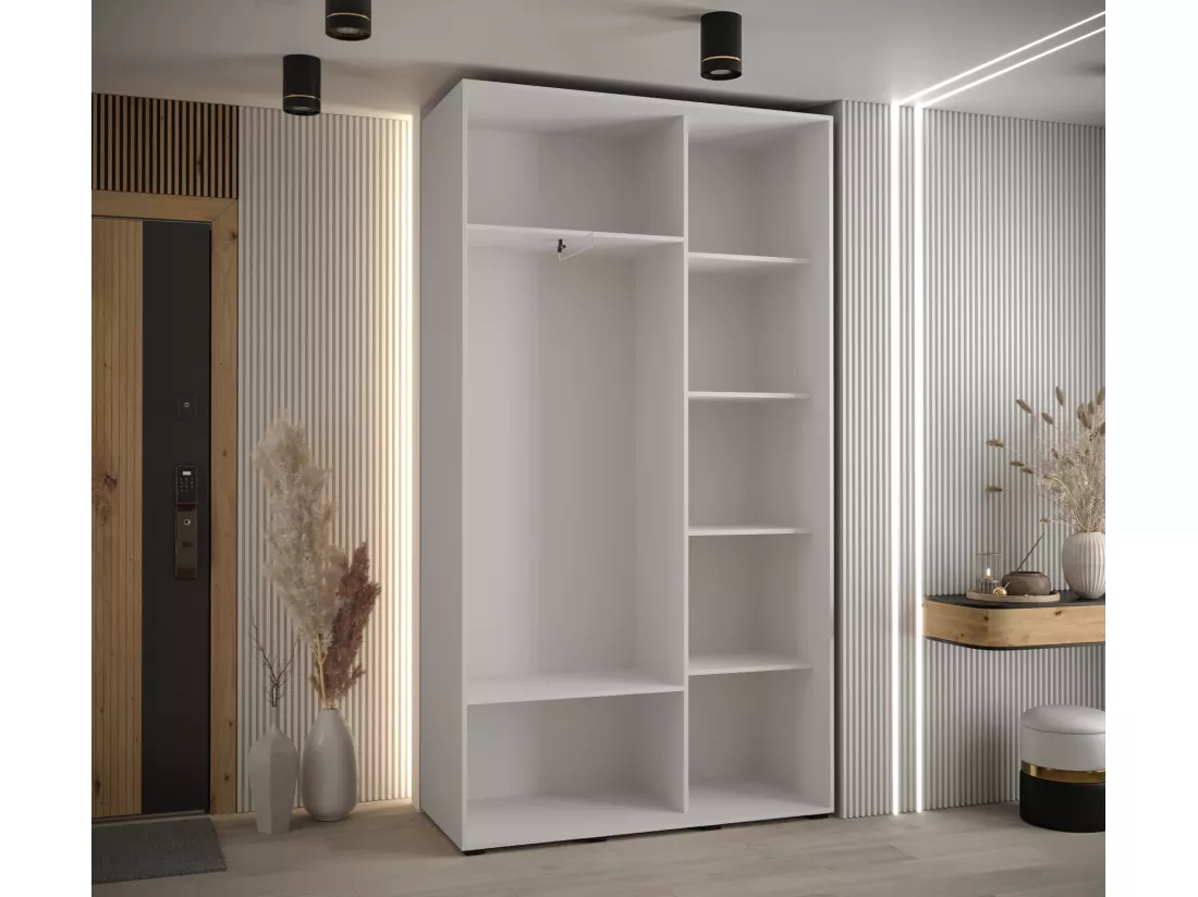 ARMOIRE DAVOS 7 À PORTES COULISSANTES 235,2/130/45 2 portes (Blanc/Artisan/Argent)