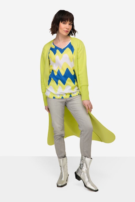 Sweat-Cardigan, Straight Fit, offene Jacke, sichtbare Nähte