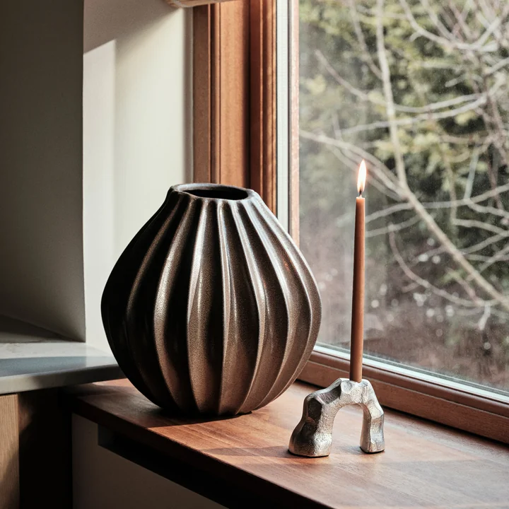 Broste Copenhagen - Wide Vase, Ø 25 x H 25 cm, antique brown