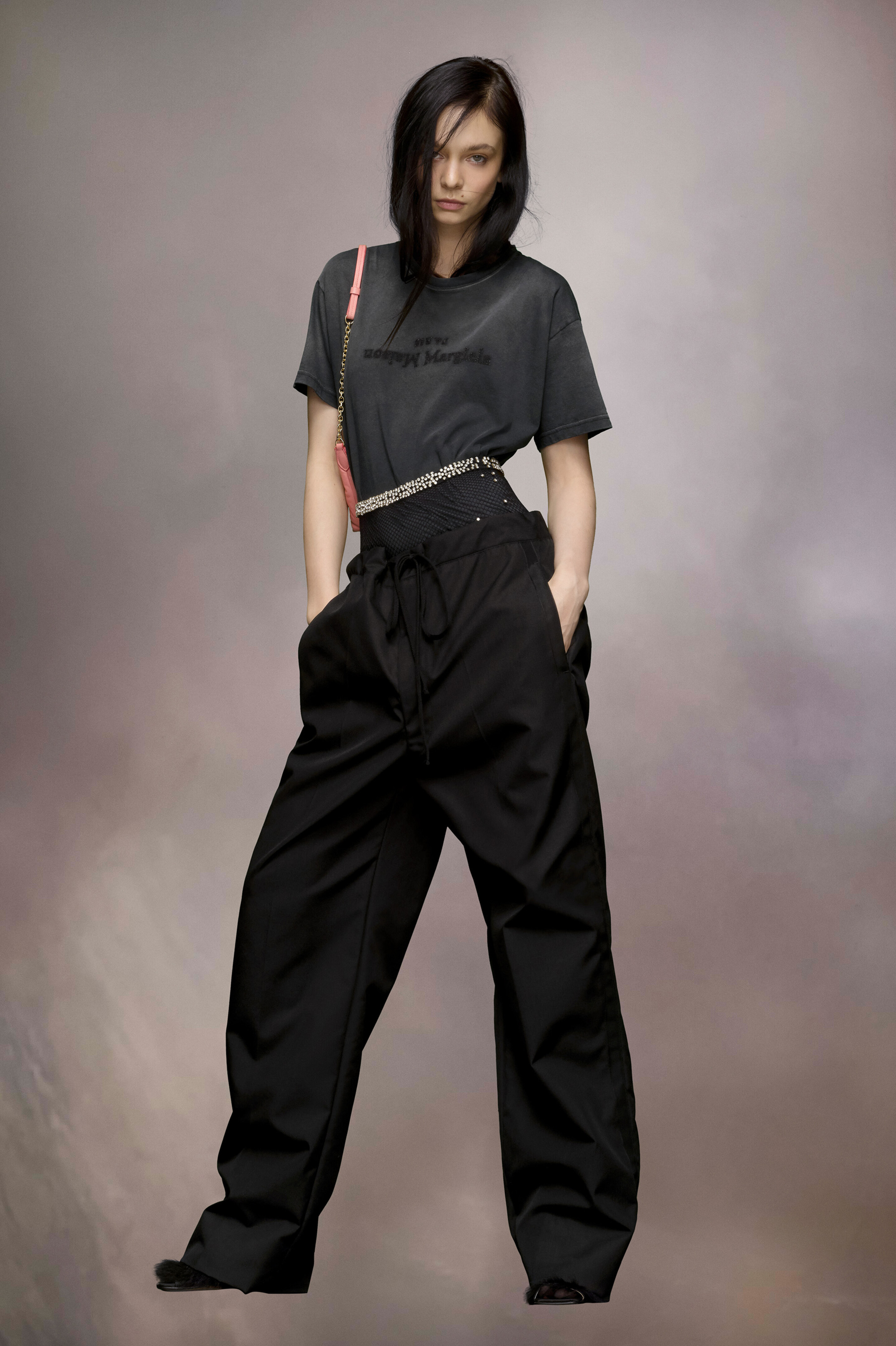 T-shirt à logo inversé noir en coton pour femme Noir