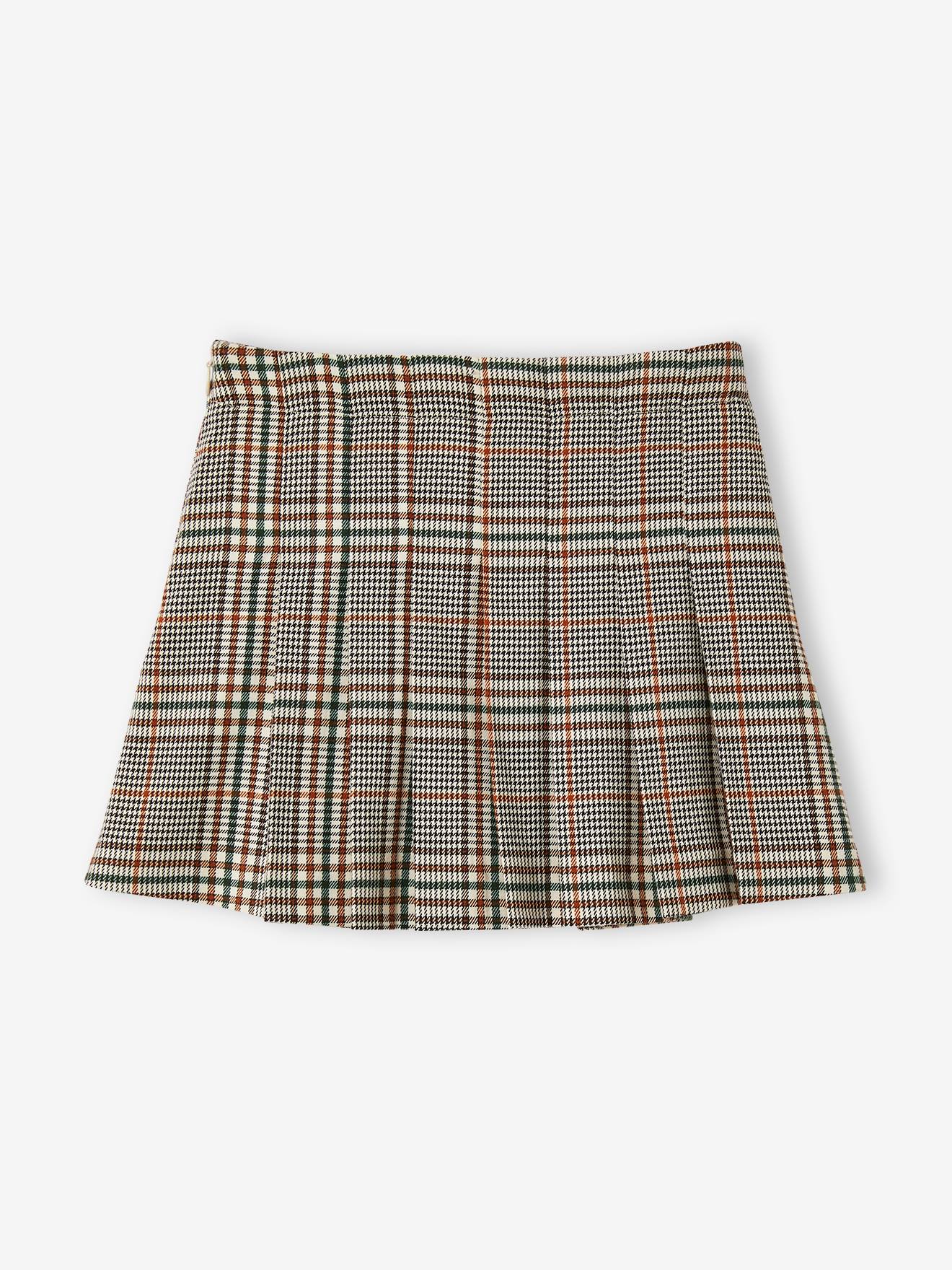 Saia plissada marrom para meninas
