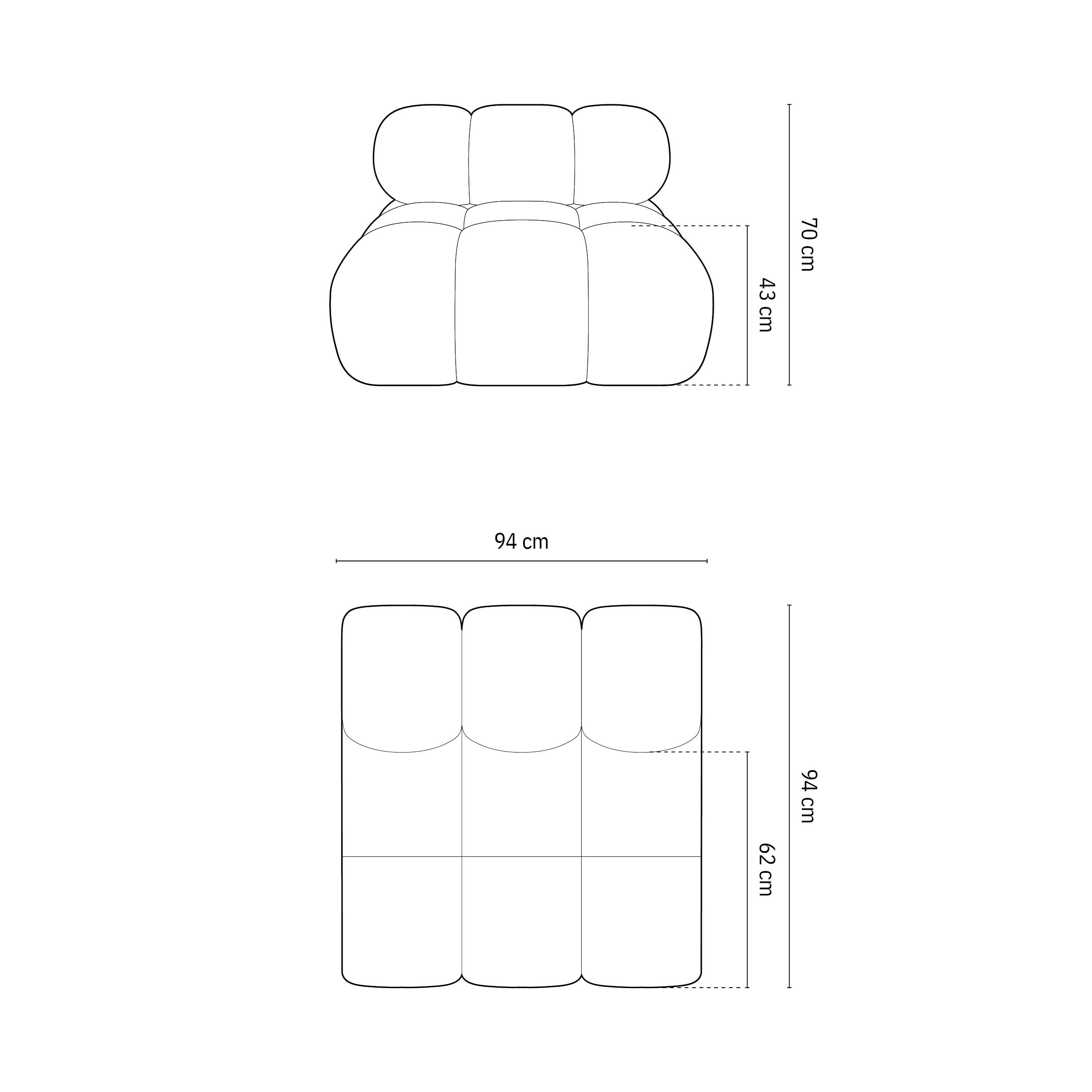 Milo Casa Tropea Modulair Bank Element - Middenstuk - Lichtblauw