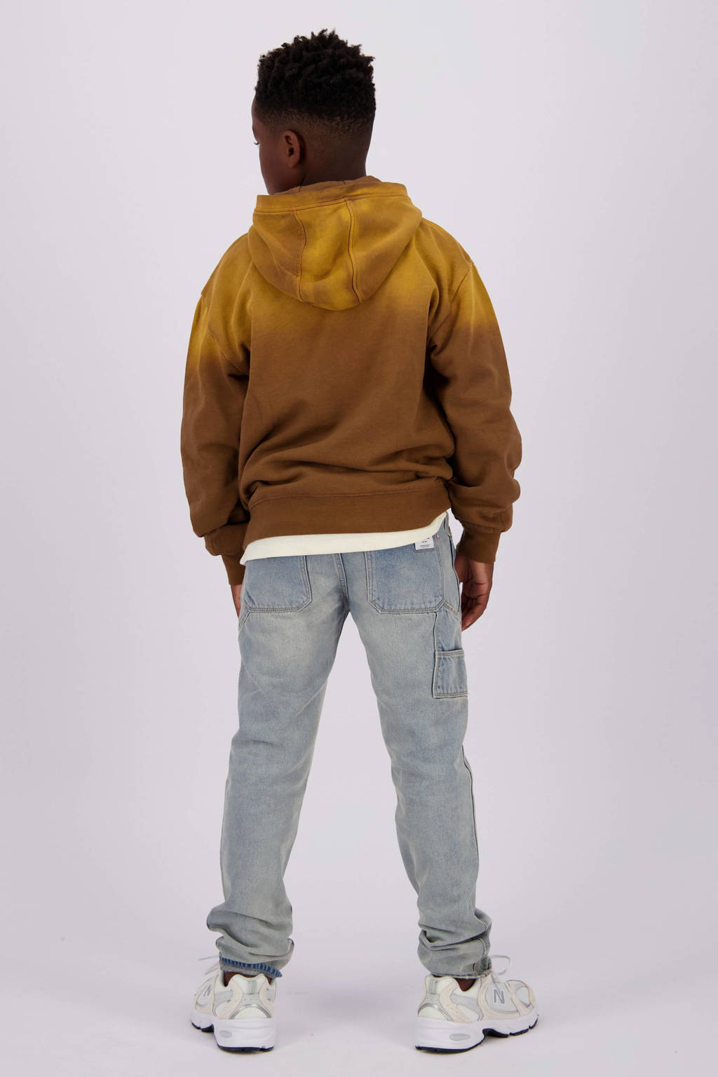 Vingino hoodie Nyx met printopdruk warm bruin/okergeel