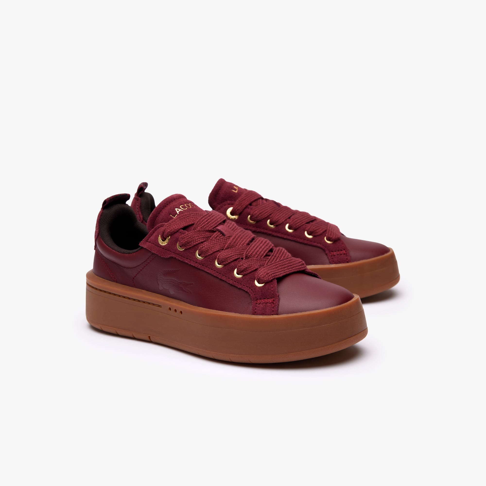 Sneakers Carnaby Platform femme cuir color-block Sneakers - Rouge - Lacoste - Femme