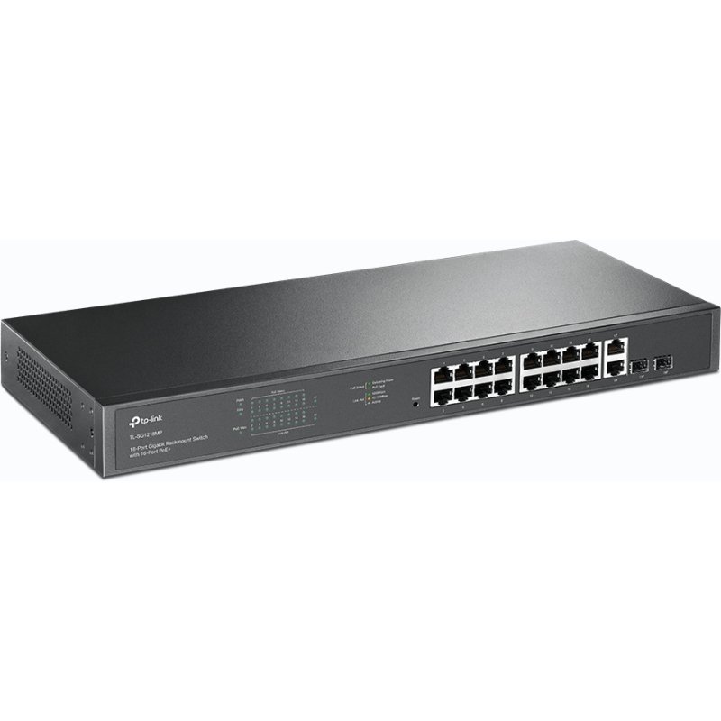 TP-Link TL-SG1218MP commutateur réseau Non-géré Gigabit Ethernet (10/100/1000) Connexion Ethernet, supportant l'alimentation via ce port (PoE) 1U Noir