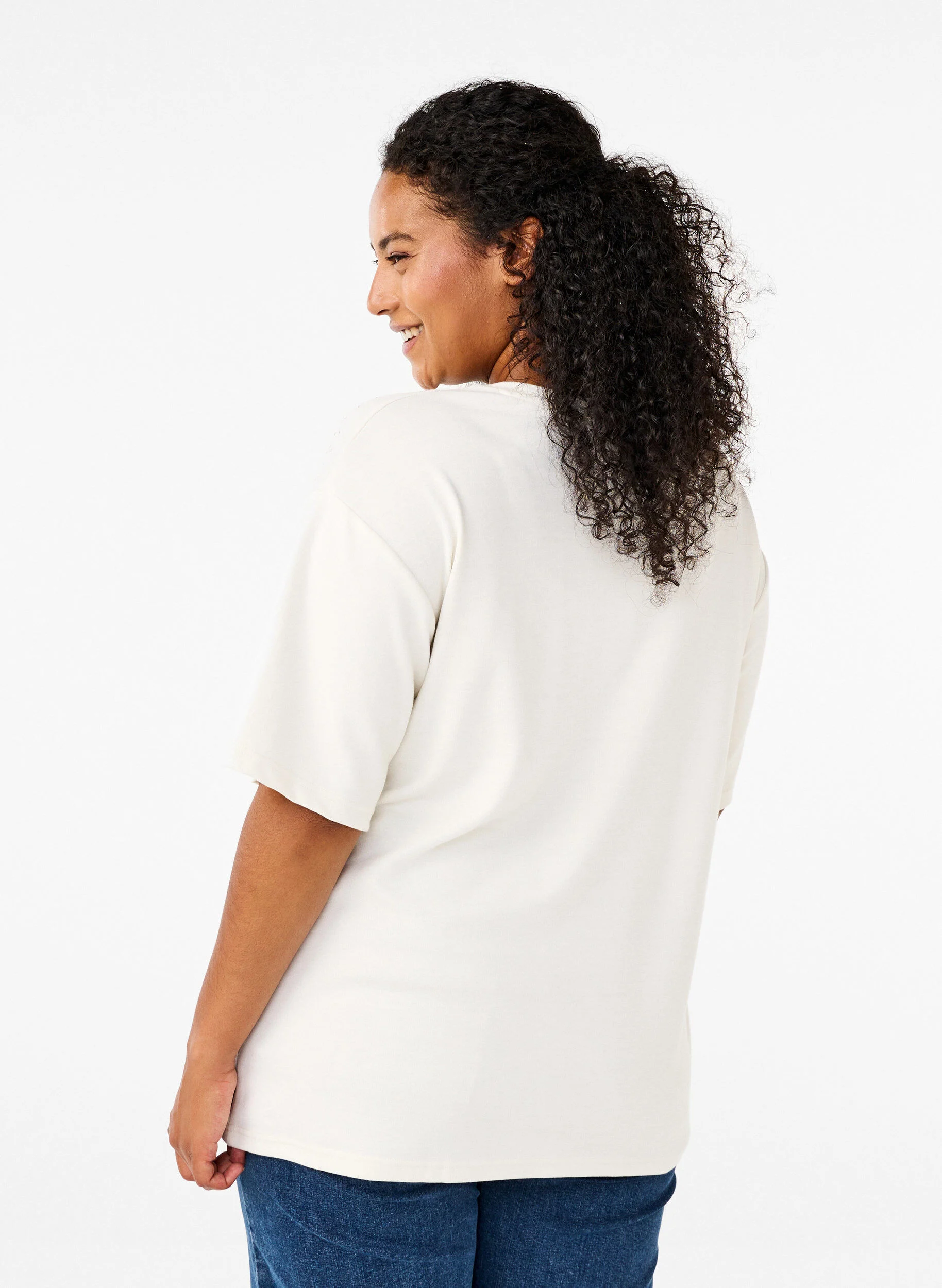 T-shirt med rhinsten og rund hals