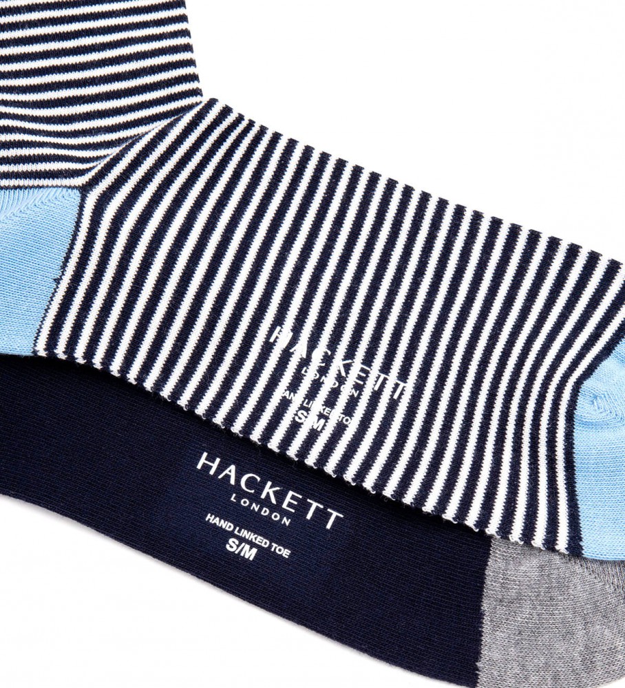 Pacote com 2 pares de meias listradas azuis da Hackett