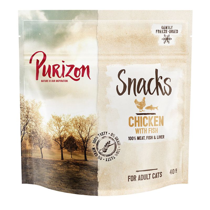 Friandises lyophilisées Purizon, poulet & poisson - sans céréales