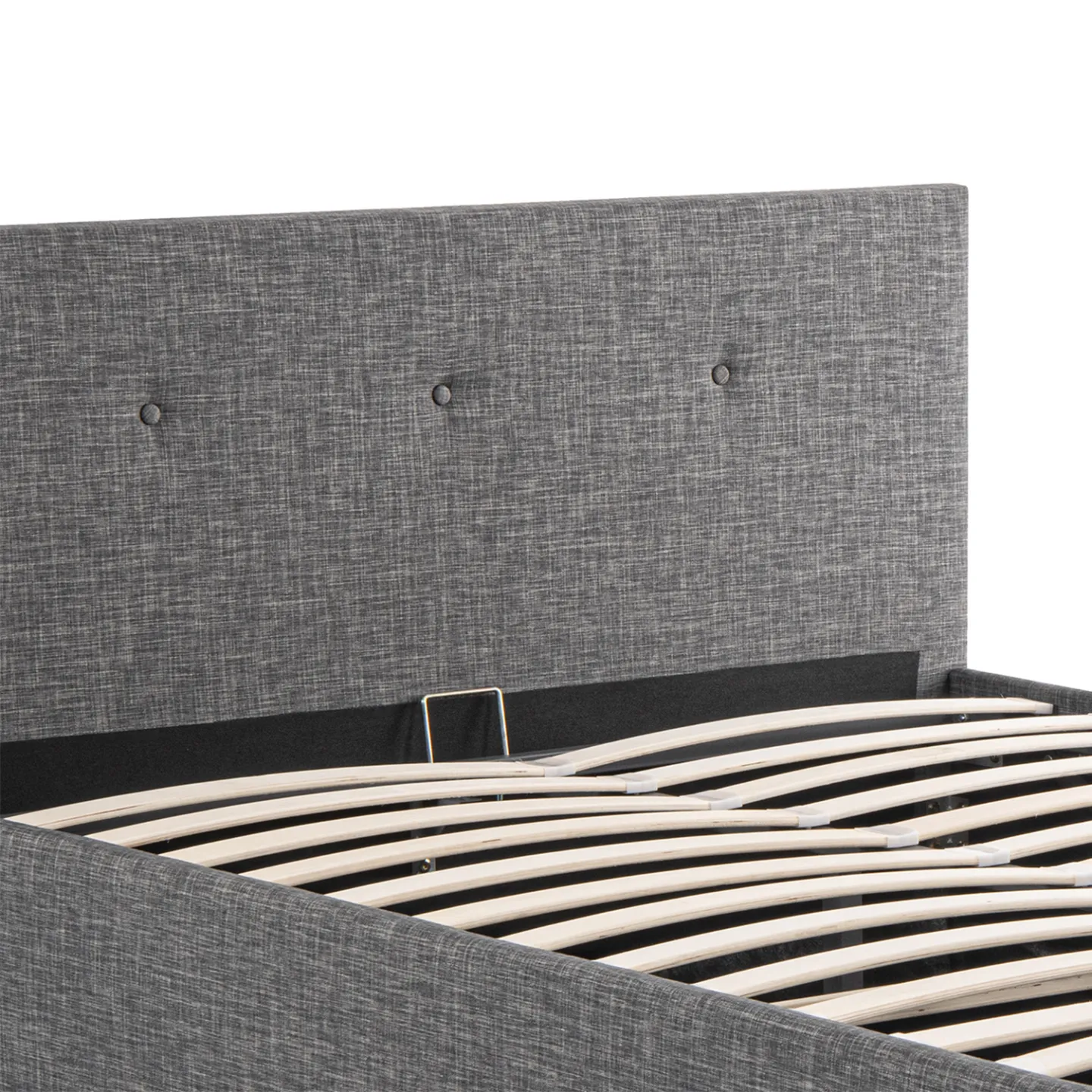 Lit coffre double scandinave LULEA avec tête de lit et sommier 160 x 200 cm tissu gris anthracite