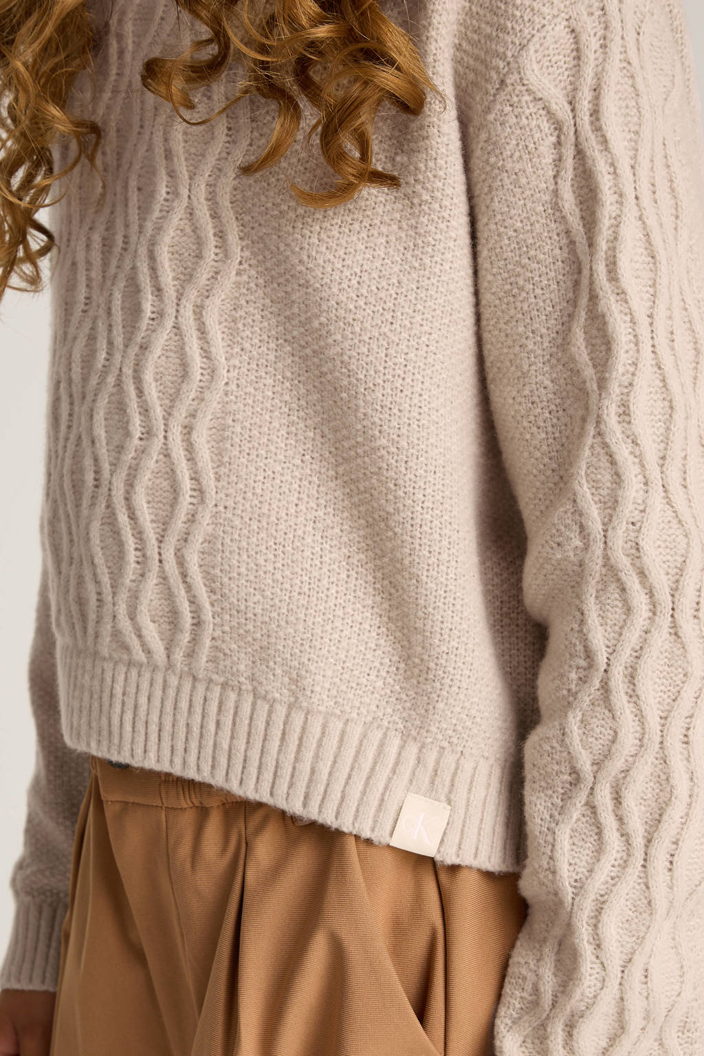 Calvin Klein trui beige kabels