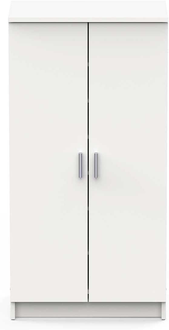 Multifunktions-Kleiderschrank mit zwei Türen mit sechs Einlegeböden, Farbe Weiß, Maße 55 x 108 x 36 cm