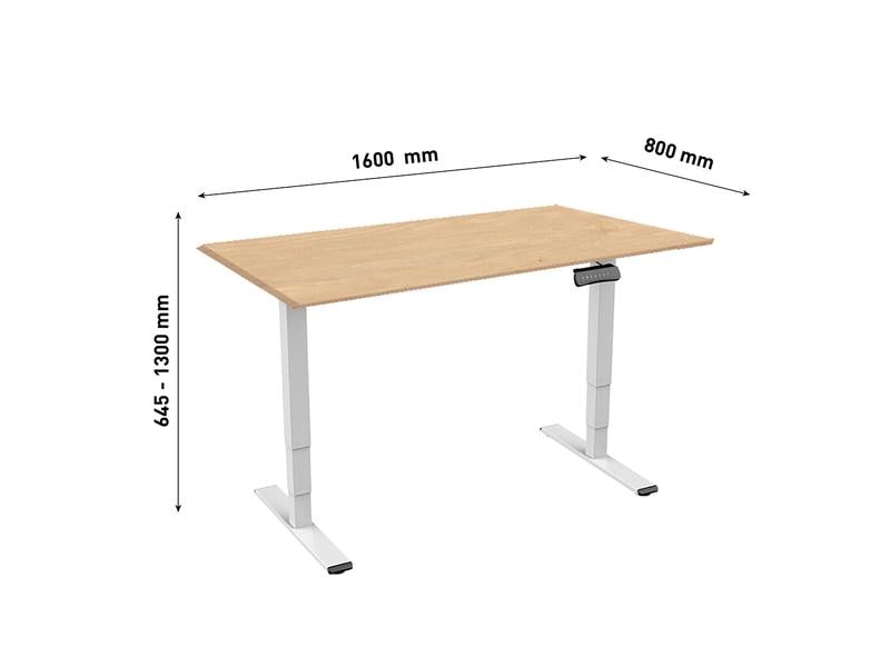Contini RAL 9016 1.6 x 0.8 m Weiss mit Brauner Tischplatte Abwechslungsreiches Arbeiten im Stehen und Sitzen