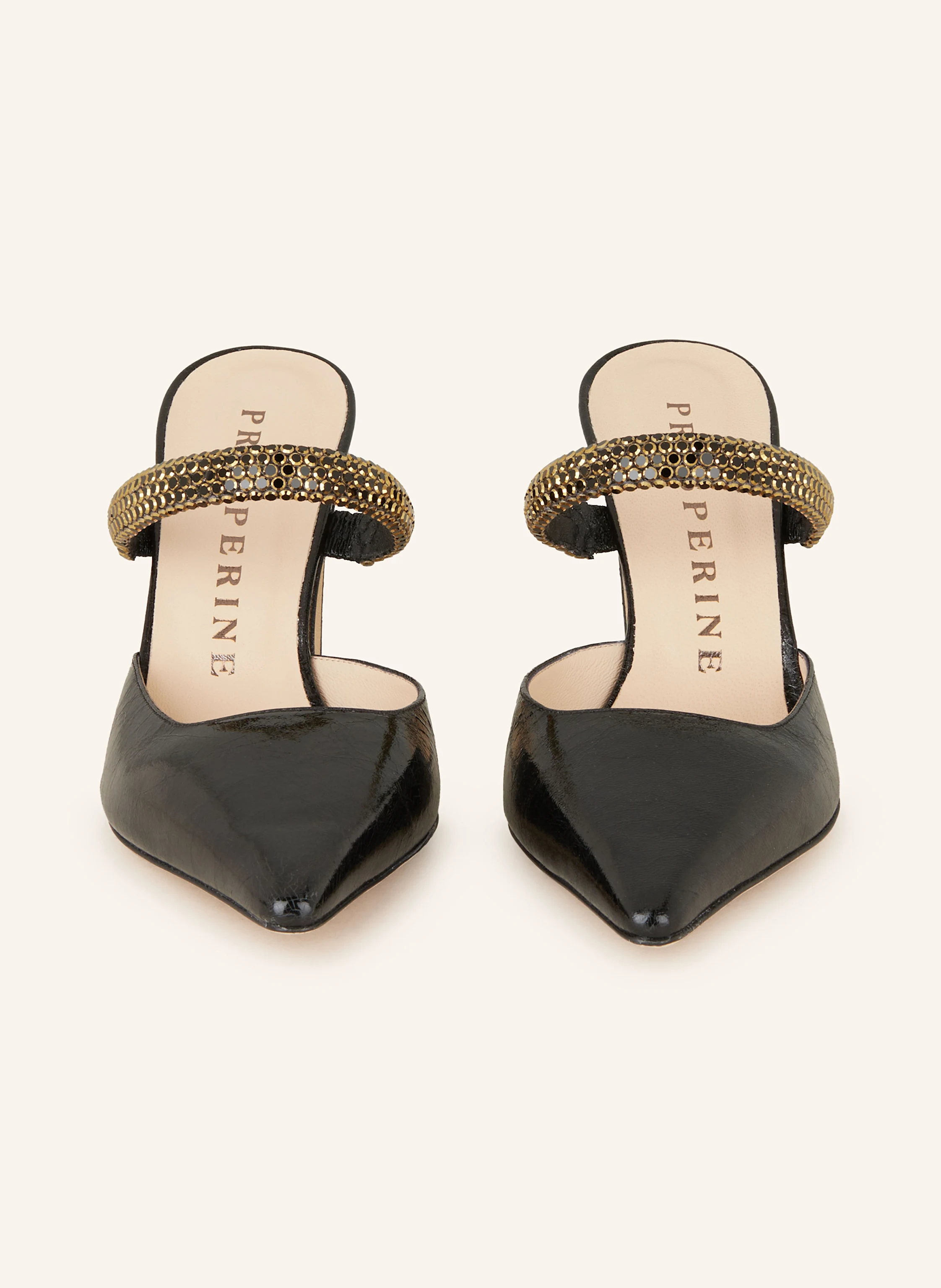 PROSPERINE Lack-Mules mit Schmucksteinen