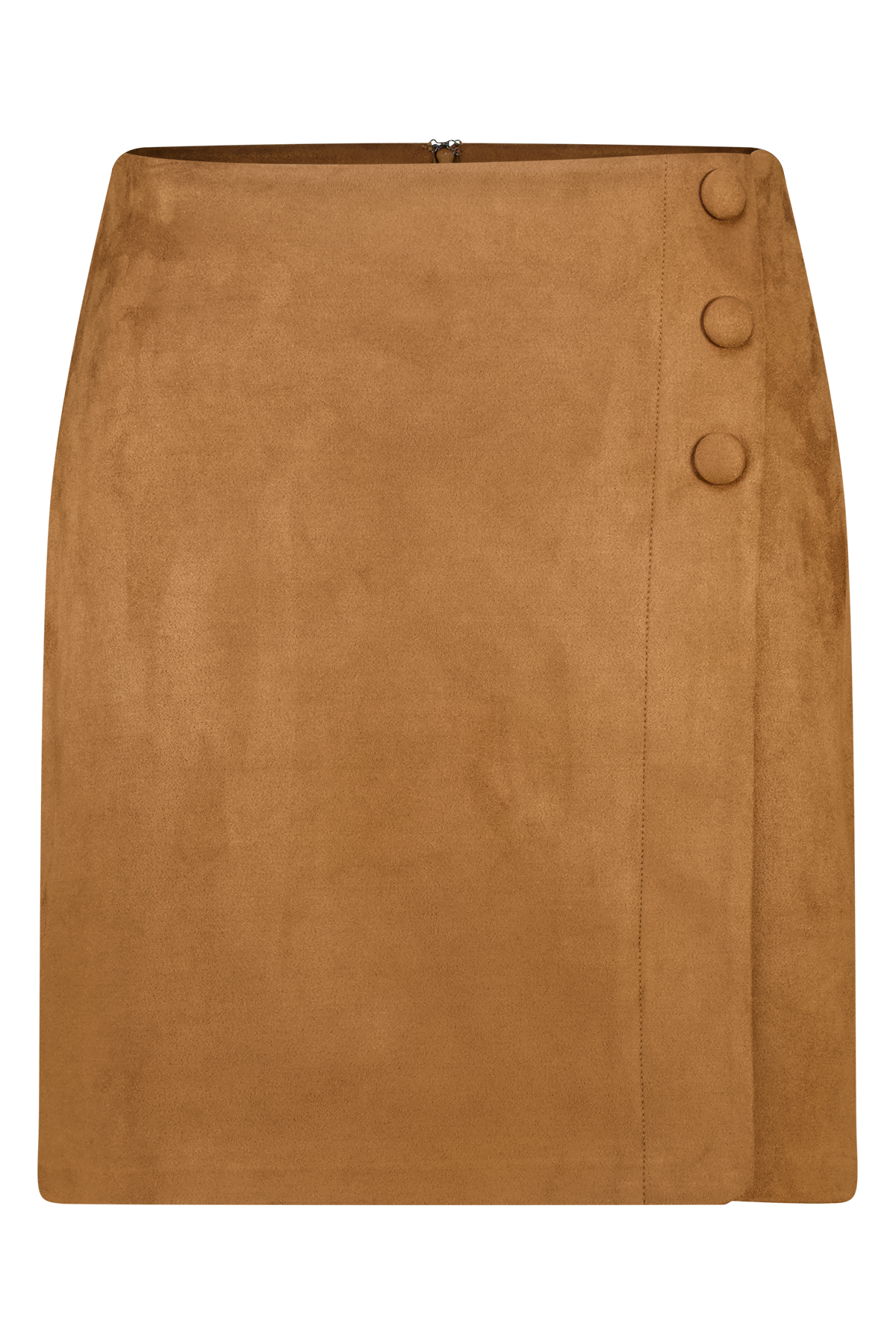 Rok met suede look en knoopdetail Cognac