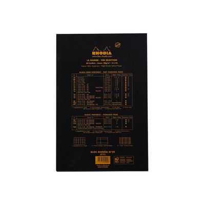 Rhodia Basics - Bloc notes - A4 + - 160 pages - grands carreaux - 80g - noir