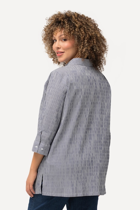 Bubble-Bluse, Streifen, Hemdkragen, 3/4-Arm