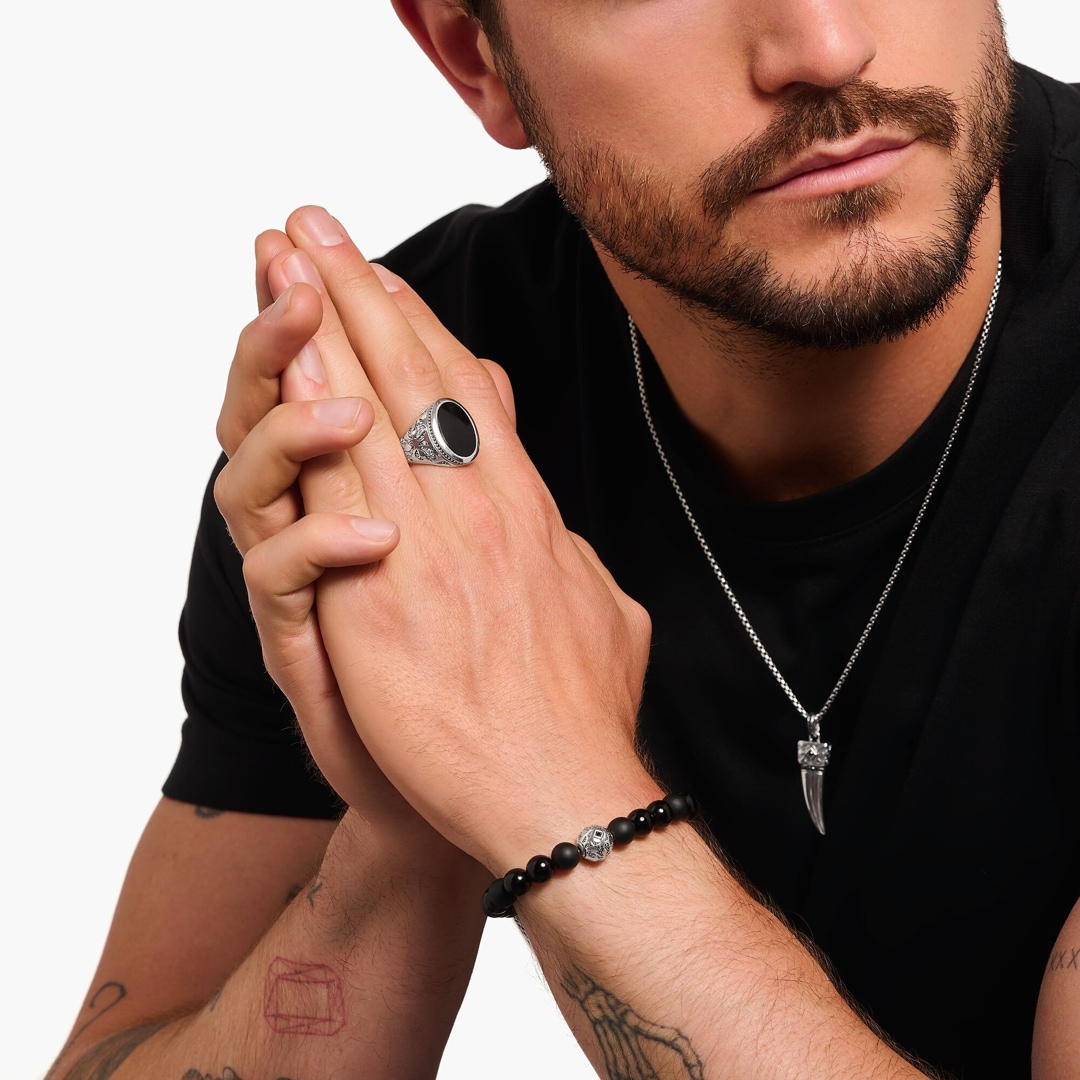 Thomas Sabo Rebel Wolf Sterling Silver Rebel at Heart Herrenring Schwarz