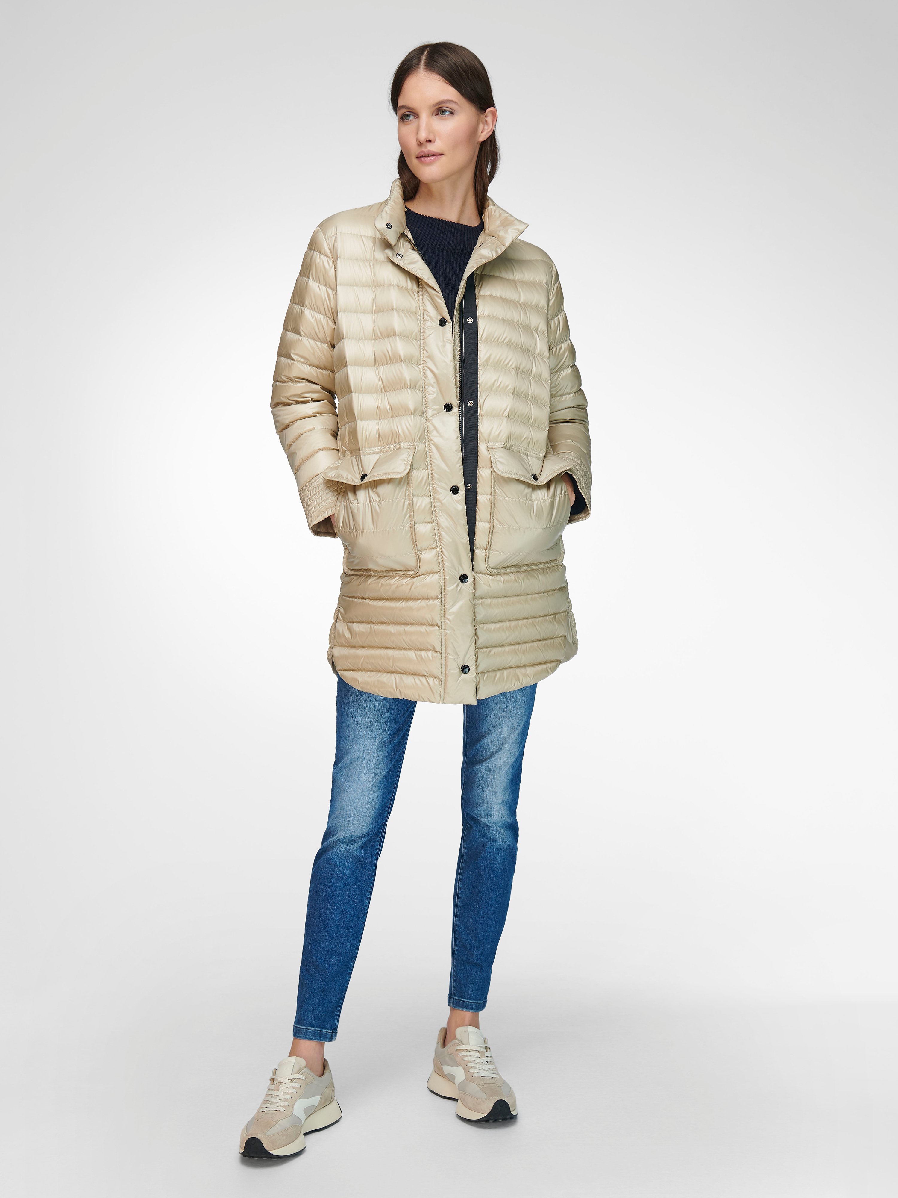 Long-Daunen-Steppjacke