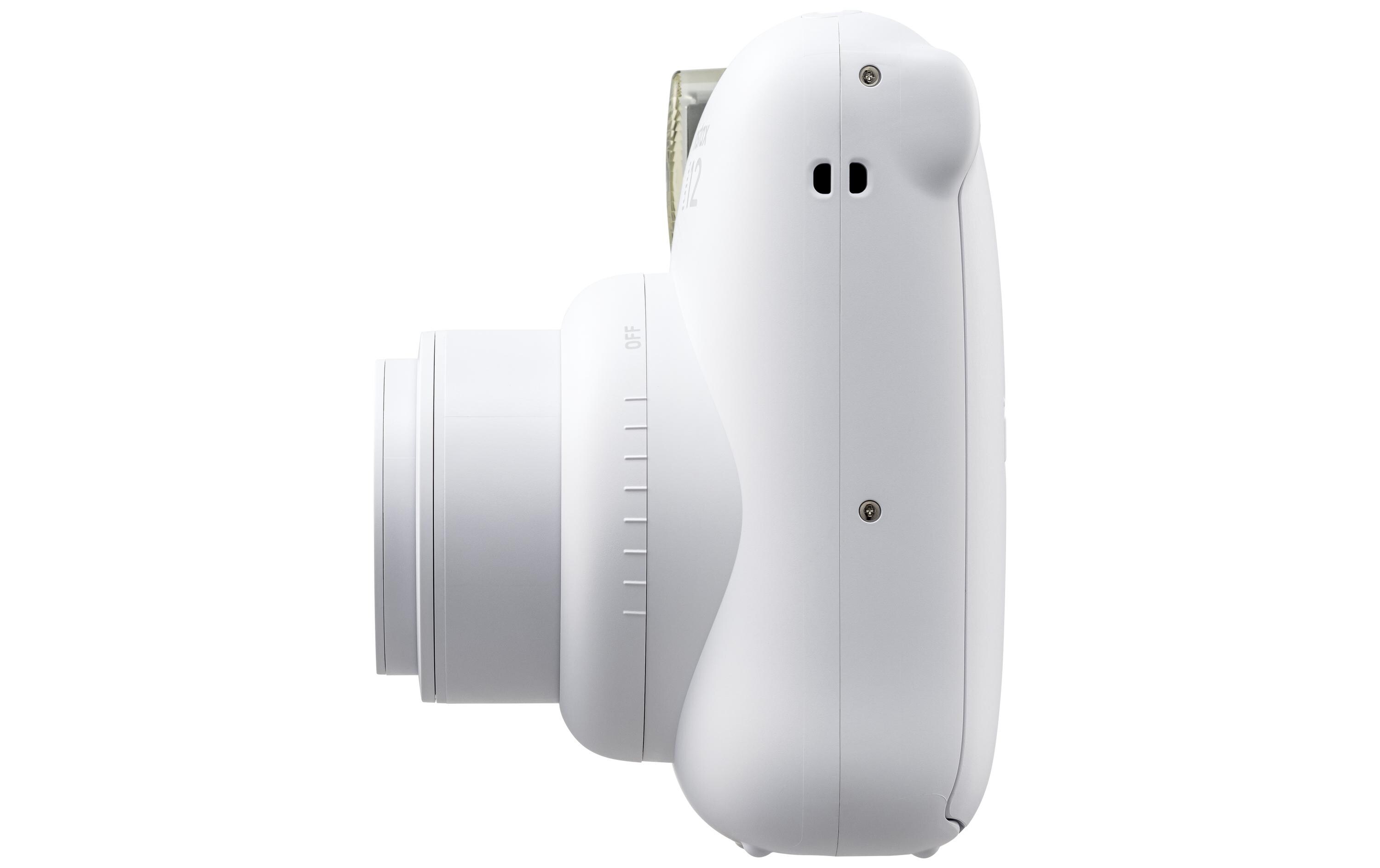 Fotokamera Instax Mini 12 WeissSofortbildkamera mit Blitz und Selfie-Modus