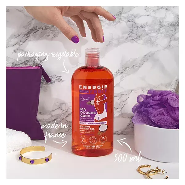 Energie Fruit My Shower Care para Pele Muito Seca Gel de Coco e Manteiga de Karité Orgânica 500ml