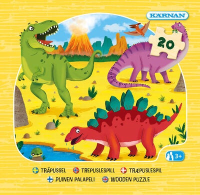 Kärnan Dinosaurer Bokspuslespill i Tre 20 Brikker
