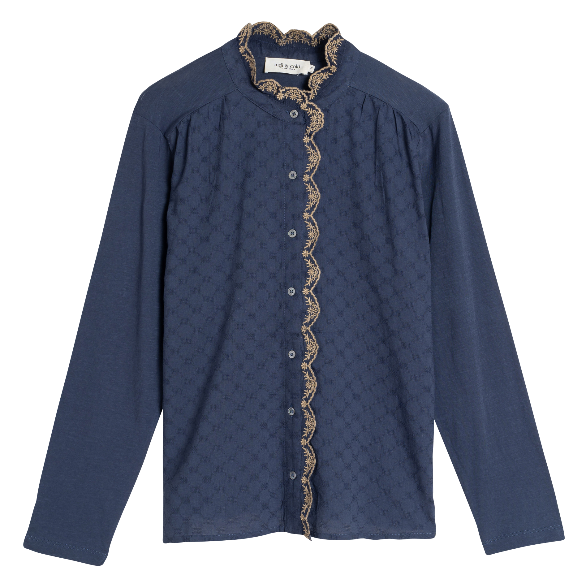 Chemise col rond en coton bio | Bleu