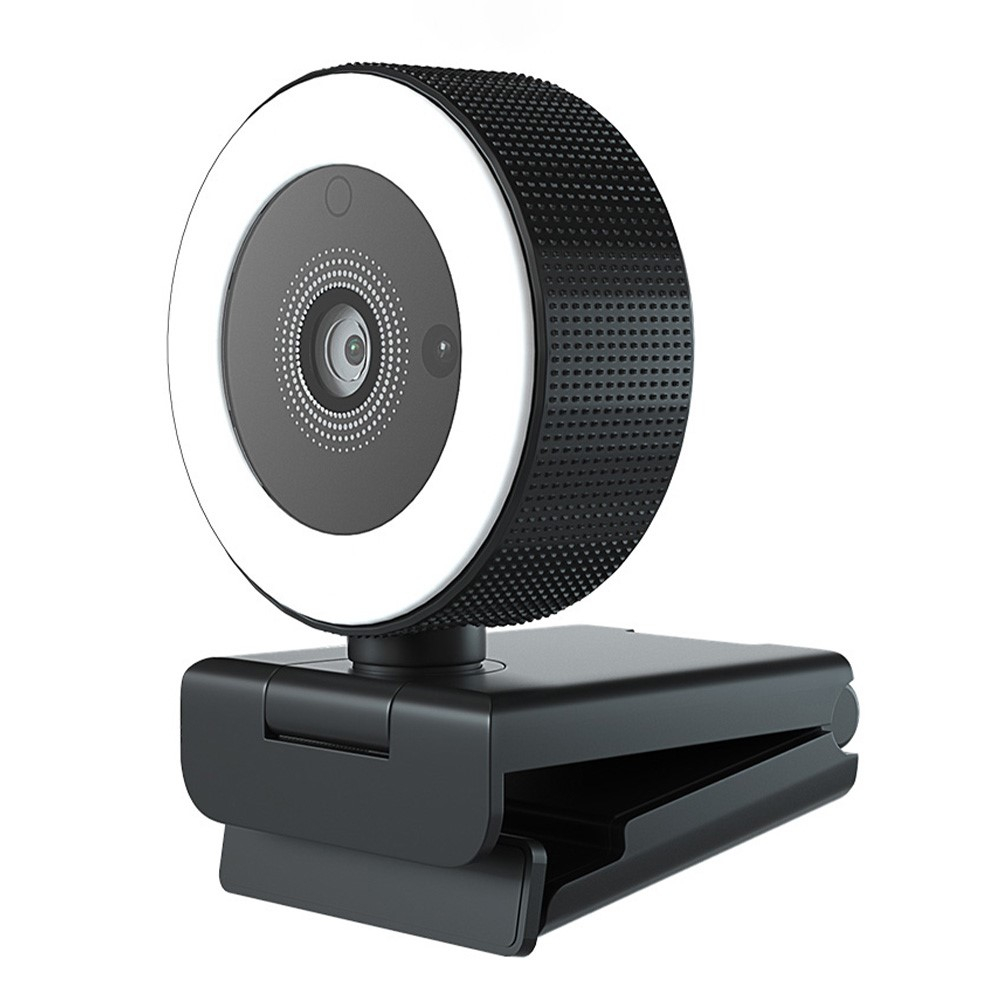 HD Webcam 4MP 2K Full HD Kamera Laptop / PC mit Mikrofon / Autofokus / LED Ringlicht und Fernbedienung - Schwarz