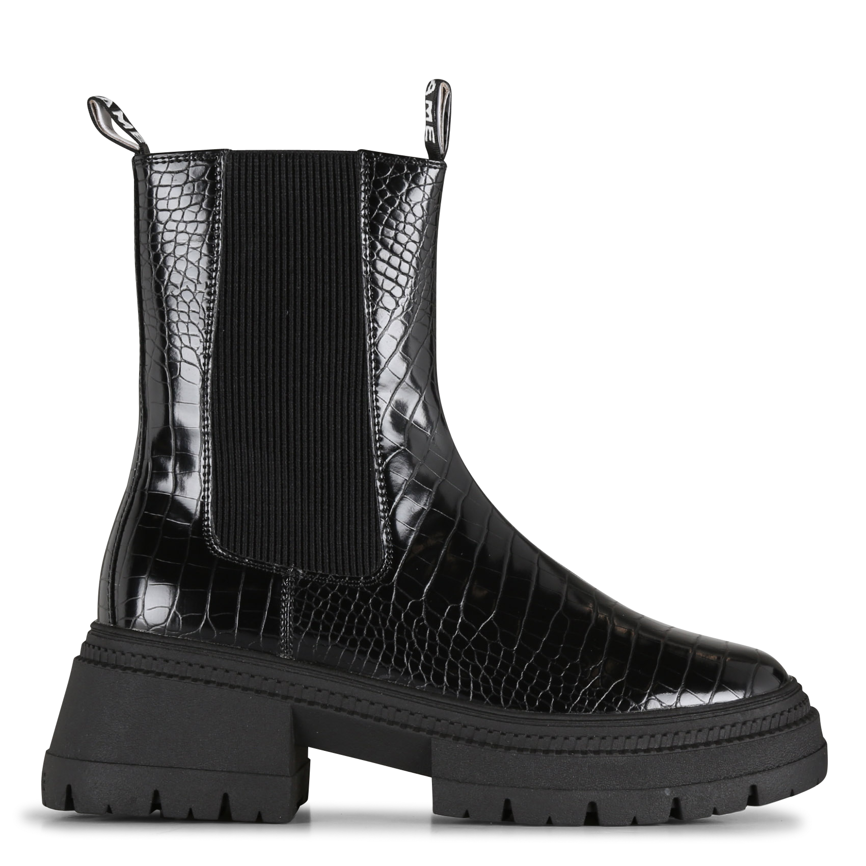 Bottines chelsea en cuir brillant | Noir
