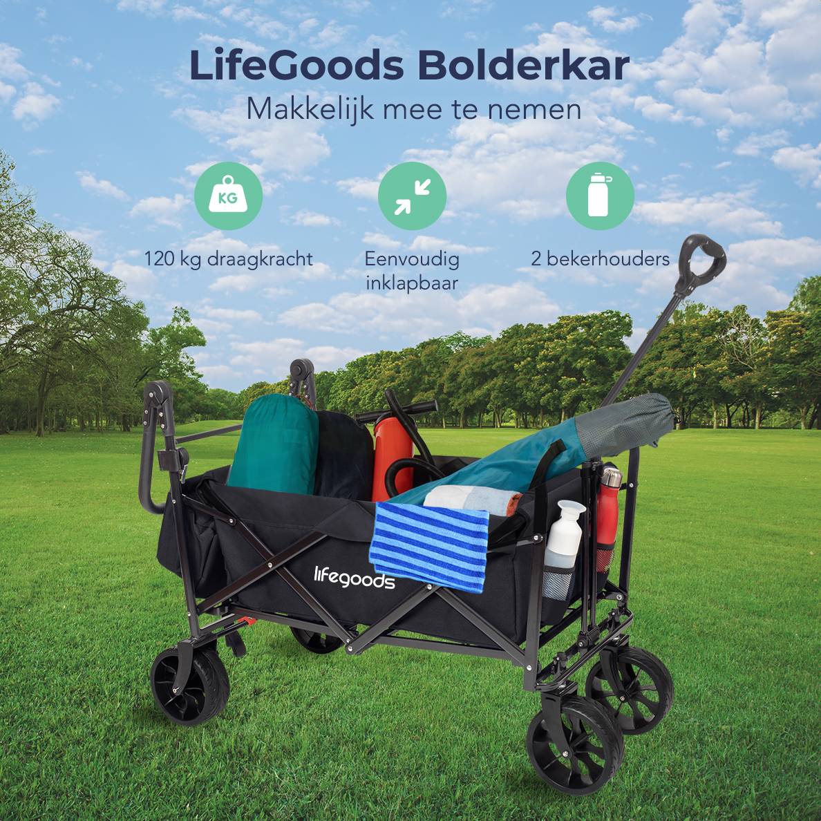 Lifegoods 90l bolderkar - black