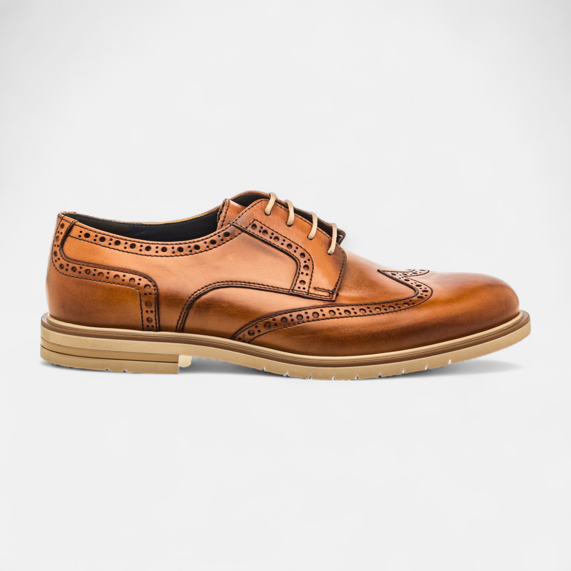 Derbies Homme en cuir cognac