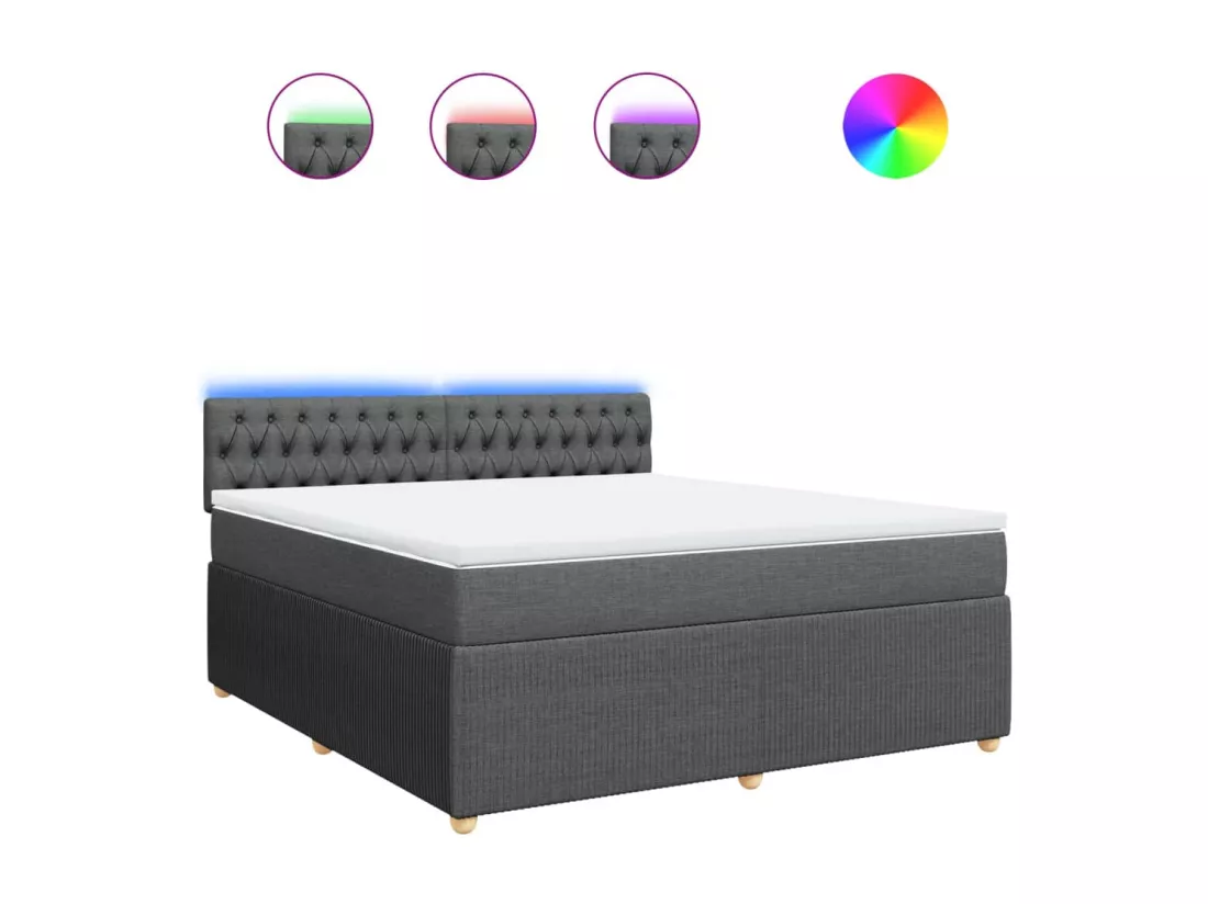 Sommier à lattes de lit avec matelas Gris foncé 180x200cm Tissu