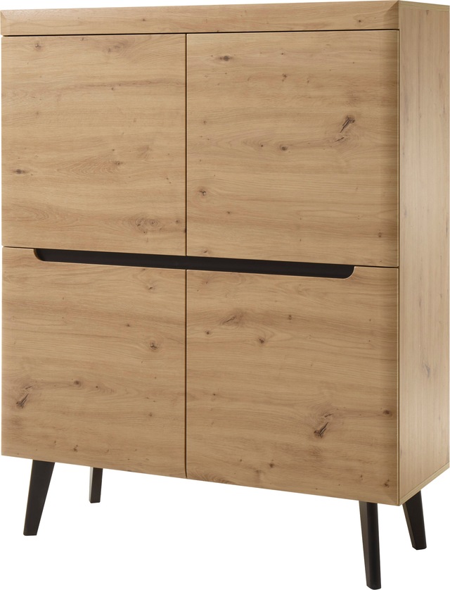 INOSIGN Highboard »Torge, Kommode, Schrank, Sideboard, Anrichte, Mehrzweckschrank« 1 Stk. tlg. abgeschrägte Füsse, drei Farben, Scandi Design, 107 cm breit