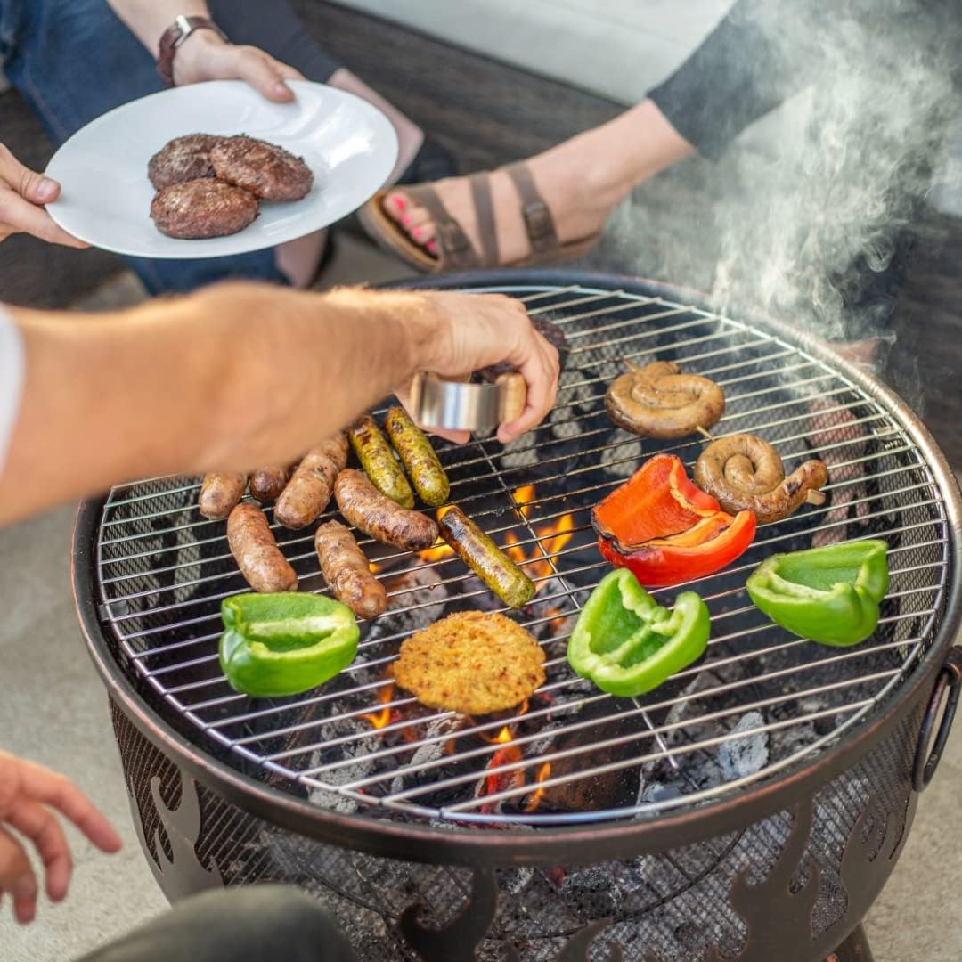 La Hacienda Wildfire Ø 61 cm - Feuerschalen für den Garten - Feuerstelle Outdoor & Feuertonne - Feuerschale mit Grillrost aus hochwertigem Stahl - Feuerkorb für den Garten - 61x61x61 cm
