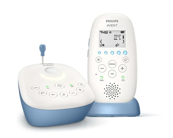 Philips AVENT SCD735/52, DECT babytelefon, 330 m, 330 m, Blå, Hvid, Batteri, Batteri