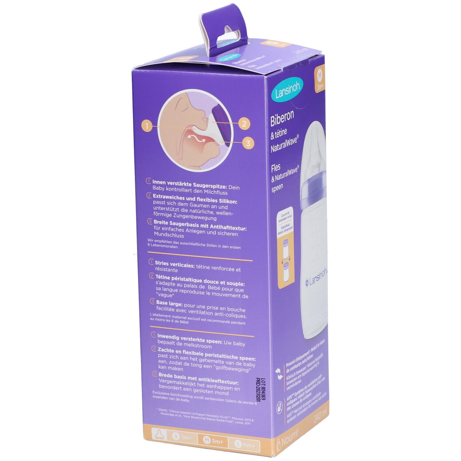 LANSINOH Babyflasche mit NaturalWave® Sauger 240ml
