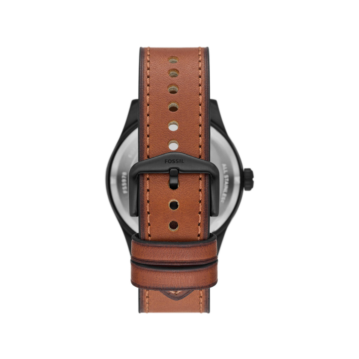 Montre FOSSIL Defender homme solaire acier noir bracelet cuir marron