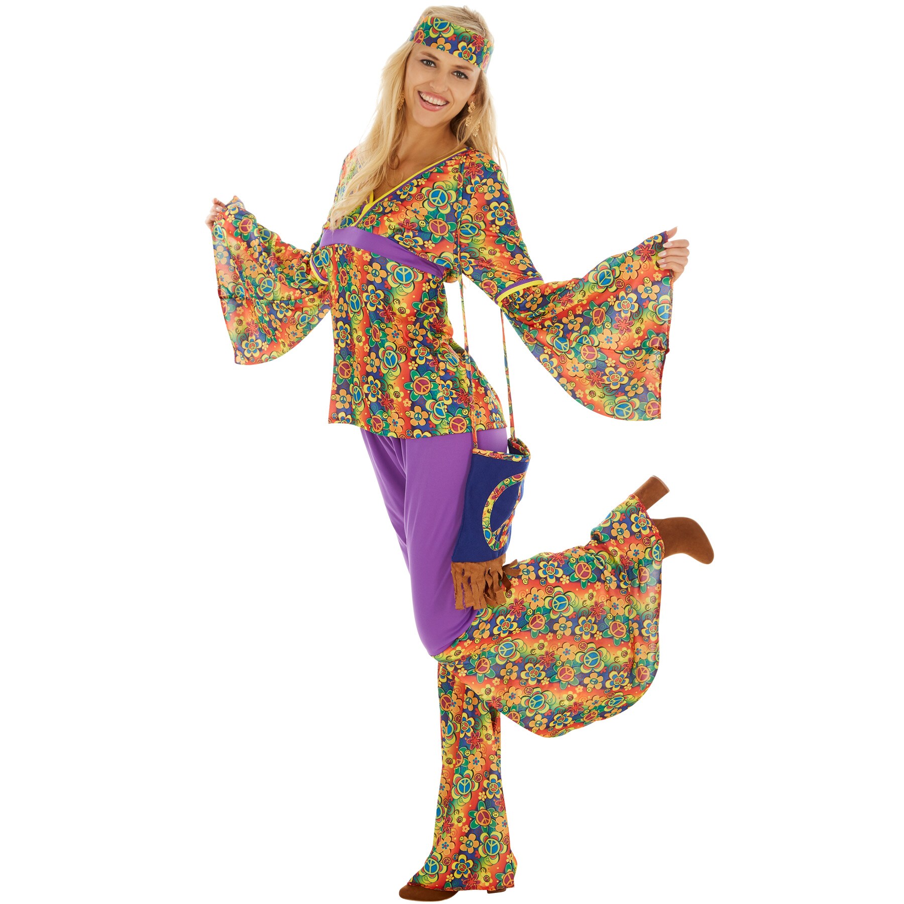 tectake® Frauenkostüm Hippie